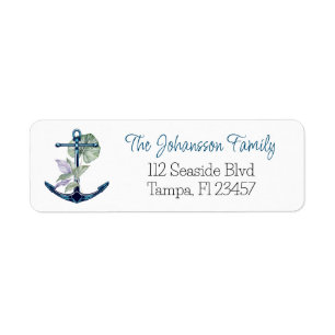 Tropical Anchor with Plants Personalized Label