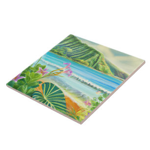 Tropical and Hawaiian art tile