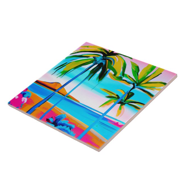 Tropical and Hawaiian art tile (Side)