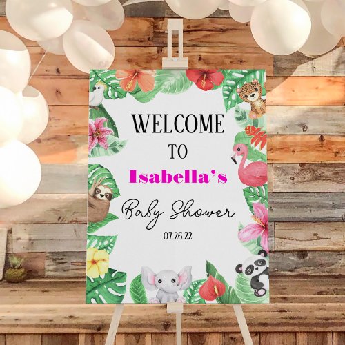 Tropical Animal Baby Shower Welcome Sign