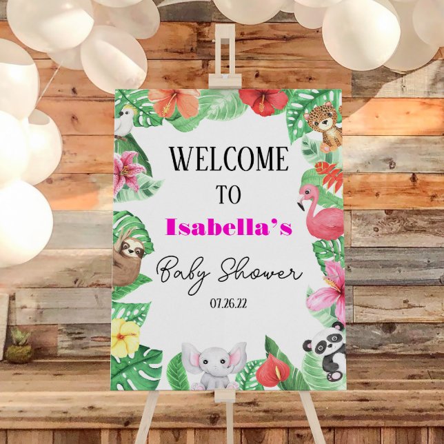 Tropical Animal Baby Shower Welcome Sign (Creator Uploaded)