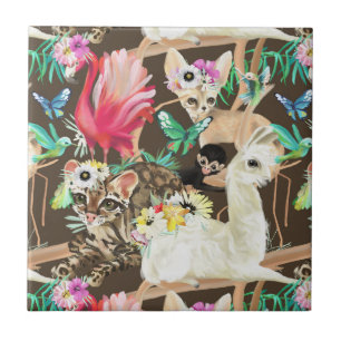 Tropical Animal Pattern Ceramic Tile