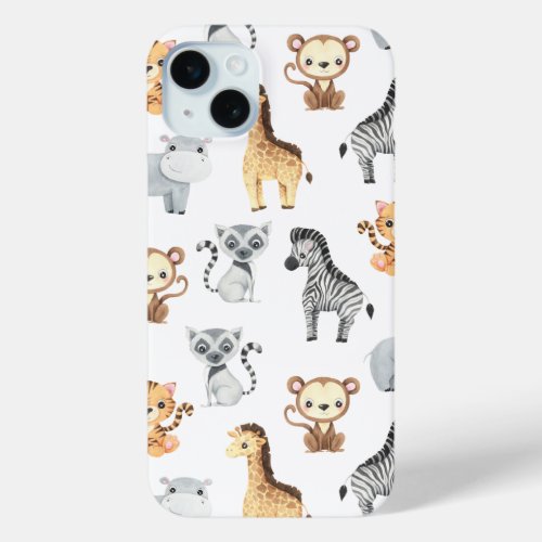 Tropical animal pattern design iPhone 15 plus case