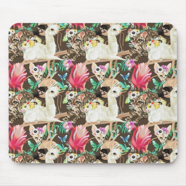 Tropical Animal Pattern Mouse Pad (Front)
