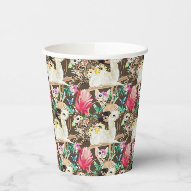 Tropical Animal Pattern Paper Cups (Left)