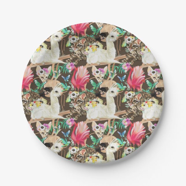 Tropical Animal Pattern Paper Plates (Front)