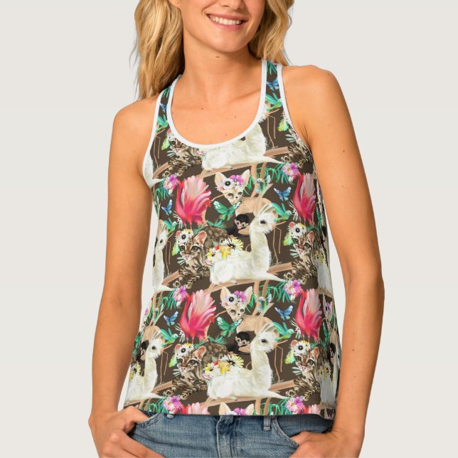 Tropical Animal Pattern Tank Top (Front)