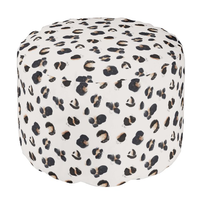 Tropical Animal Print and Greenery Series Design 1 Pouf (Angled Front)