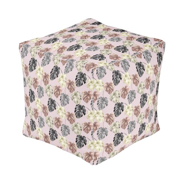 Tropical Animal Print &Greenery Series Design 35  Pouf (Angled Front)