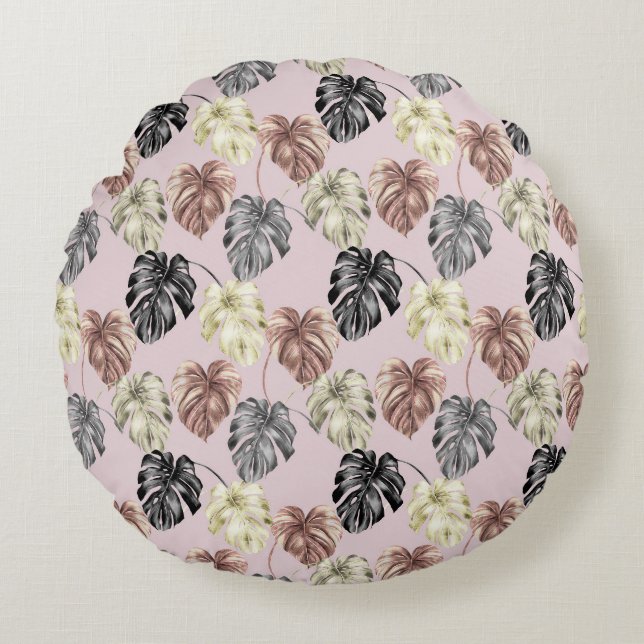 Tropical Animal Print &Greenery Series Design 35 Round Pillow (Front)
