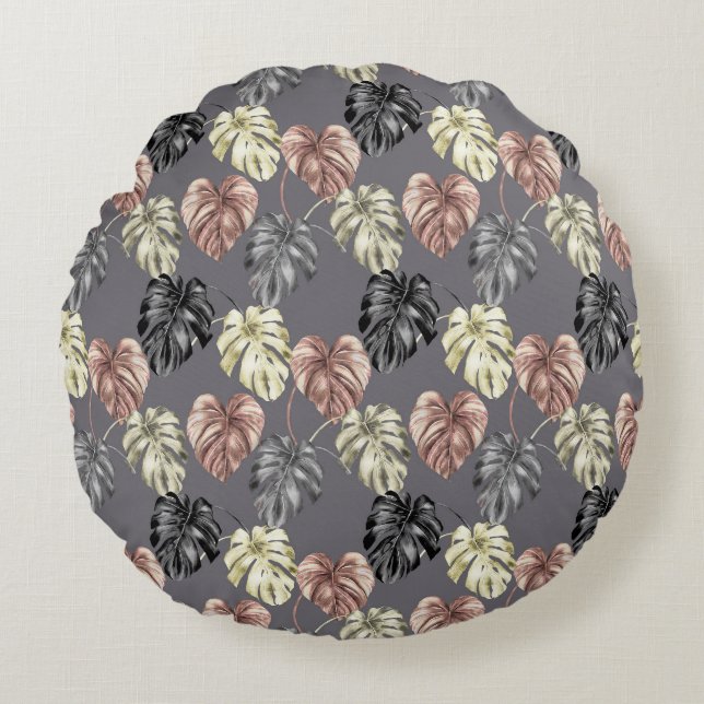 Tropical Animal Print &Greenery Series Design 36  Round Pillow (Front)
