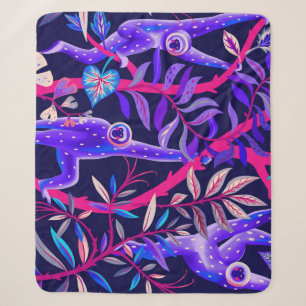 Tropical animals: blue monkeys pattern. sherpa blanket