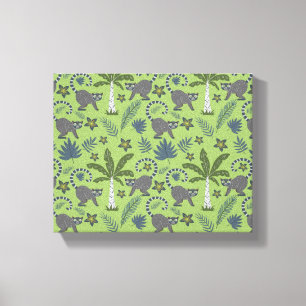 Tropical animals seamless pattern green and gray canvas print