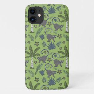 Tropical animals seamless pattern green and gray iPhone 11 case