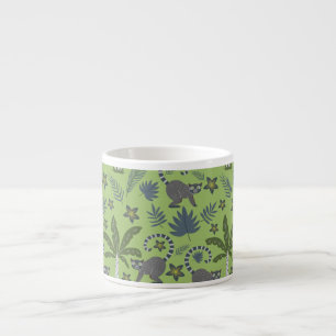 Tropical animals seamless pattern green and gray espresso cup
