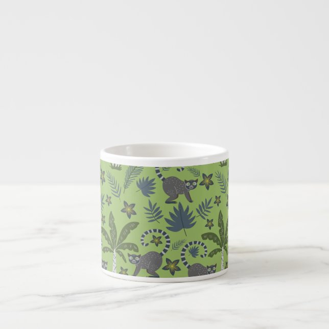 Tropical animals seamless pattern green and gray espresso cup (Front)