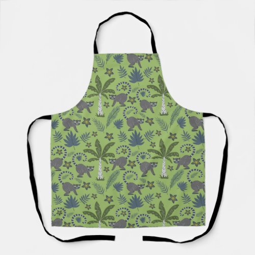 Tropical animals seamless pattern green and grey apron