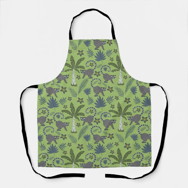Tropical animals seamless pattern green and grey apron (Front)