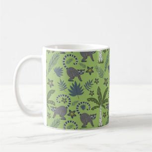 Tropical animals seamless pattern green and grey coffee mug