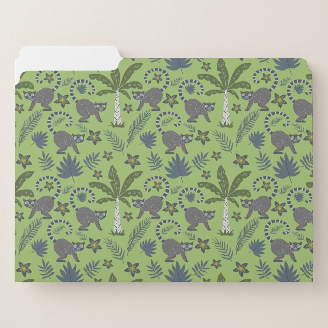 Tropical animals seamless pattern green and grey file folder (Front Left)