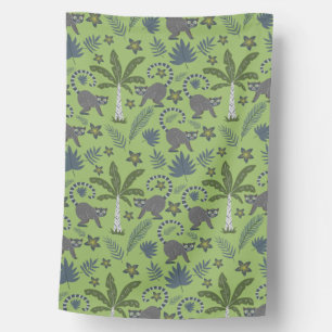 Tropical animals seamless pattern green and grey house flag
