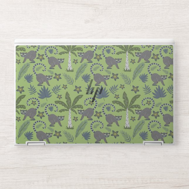 Tropical animals seamless pattern green and grey HP laptop skin (Front)