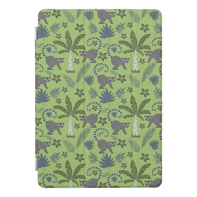 Tropical animals seamless pattern green and grey iPad pro cover (Front)