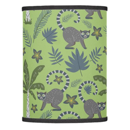 Tropical animals seamless pattern green and grey lamp shade