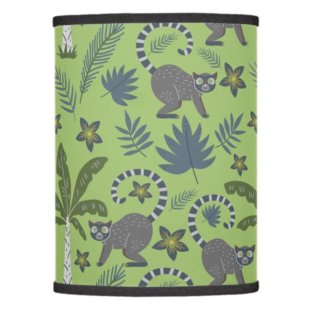 Tropical animals seamless pattern green and grey lamp shade (Front)