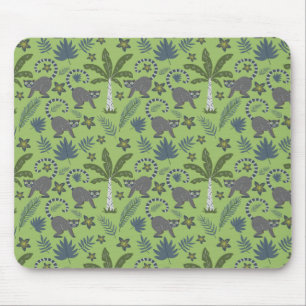 Tropical animals seamless pattern green and grey mouse pad