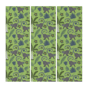 Tropical animals seamless pattern green and grey triptych