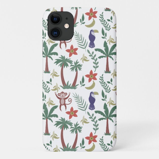 Tropical animals seamless pattern macaw and monkey Case-Mate iPhone case (Back)