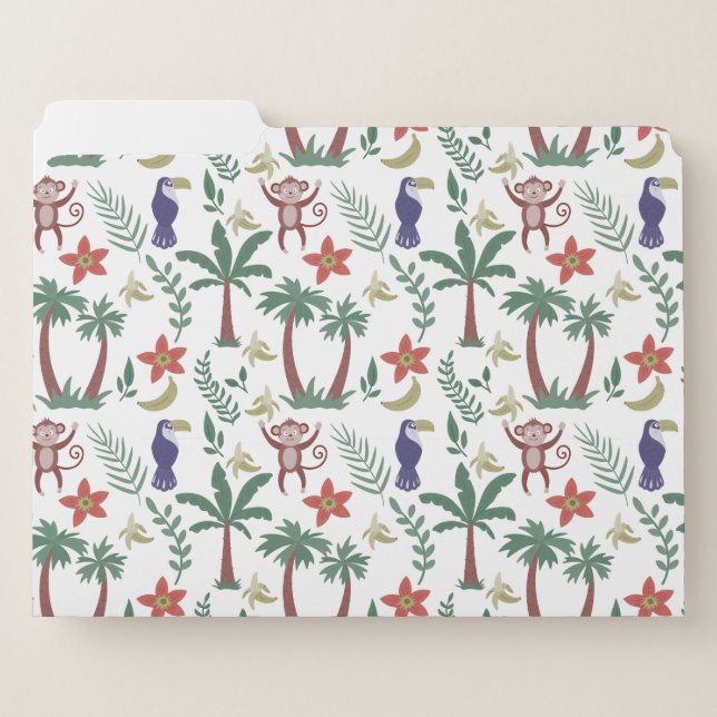 Tropical animals seamless pattern macaw and monkey file folder (Front Left)