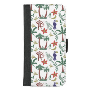 Tropical animals seamless pattern macaw and monkey iPhone 8/7 plus wallet case