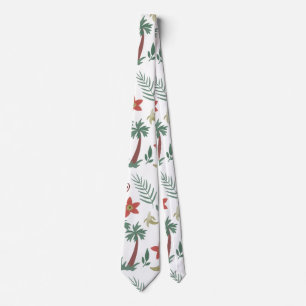 Tropical animals seamless pattern macaw and monkey neck tie