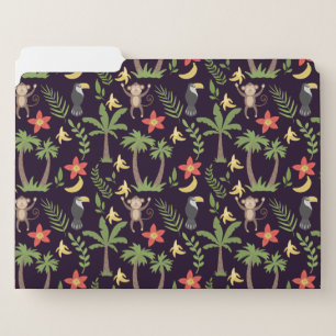 Tropical animals seamless pattern monkey & macaw file folder