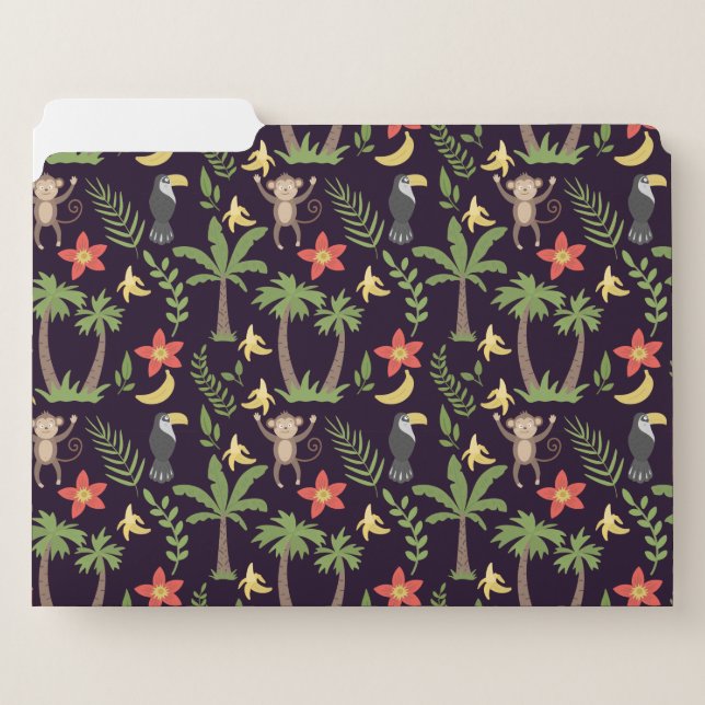 Tropical animals seamless pattern monkey & macaw file folder (Front Left)