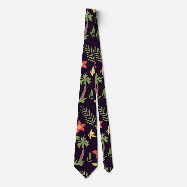 Tropical animals seamless pattern monkey & macaw neck tie (Front)