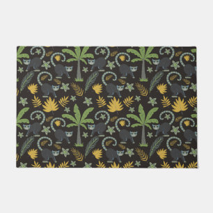 Tropical animals seamless pattern monkey palm tree doormat