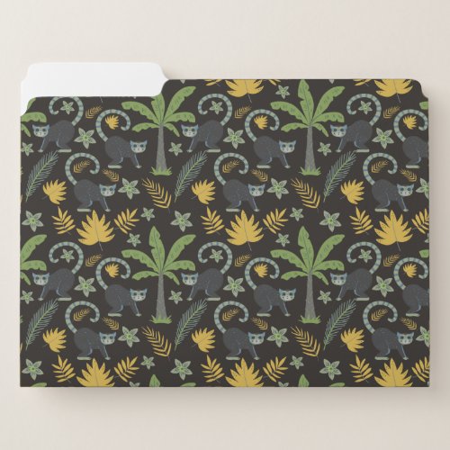 Tropical animals seamless pattern monkey palm tree file folder