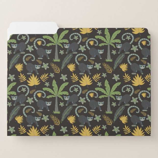 Tropical animals seamless pattern monkey palm tree file folder (Front Left)
