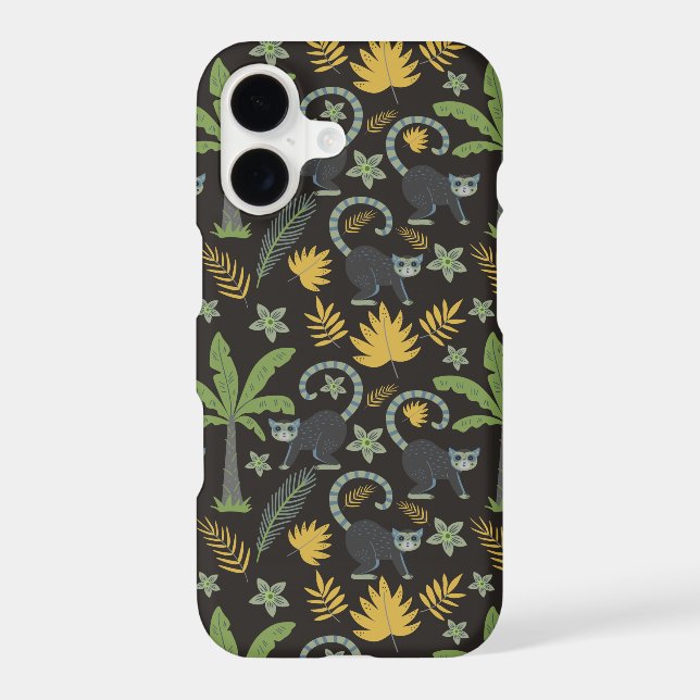 Tropical animals seamless pattern monkey palm tree iphone case (Back)