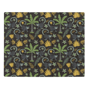 Tropical animals seamless pattern monkey palm tree jigsaw puzzle