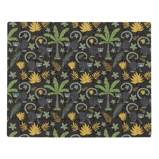 Tropical animals seamless pattern monkey palm tree jigsaw puzzle (Puzzle Horizontal)