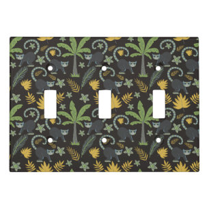 Tropical animals seamless pattern monkey palm tree light switch cover
