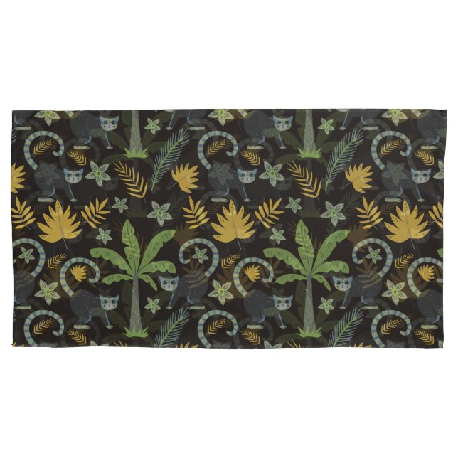 Tropical animals seamless pattern monkey palm tree pillow case (Front-Left)
