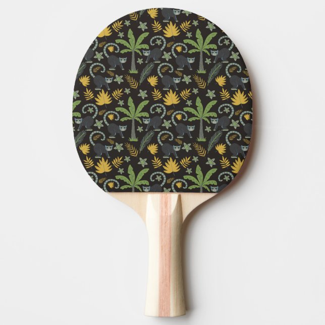 Tropical animals seamless pattern monkey palm tree ping pong paddle (Front)
