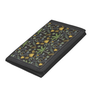 Tropical animals seamless pattern monkey palm tree tri-fold wallet