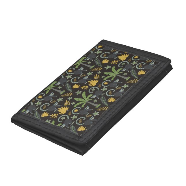Tropical animals seamless pattern monkey palm tree tri-fold wallet (Bottom)