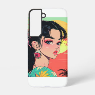 Tropical Anime Sunset Girl Samsung Galaxy S22 Case